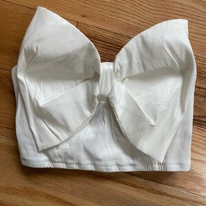Show Me Your MuMu White Satin Big Bow Crop Top